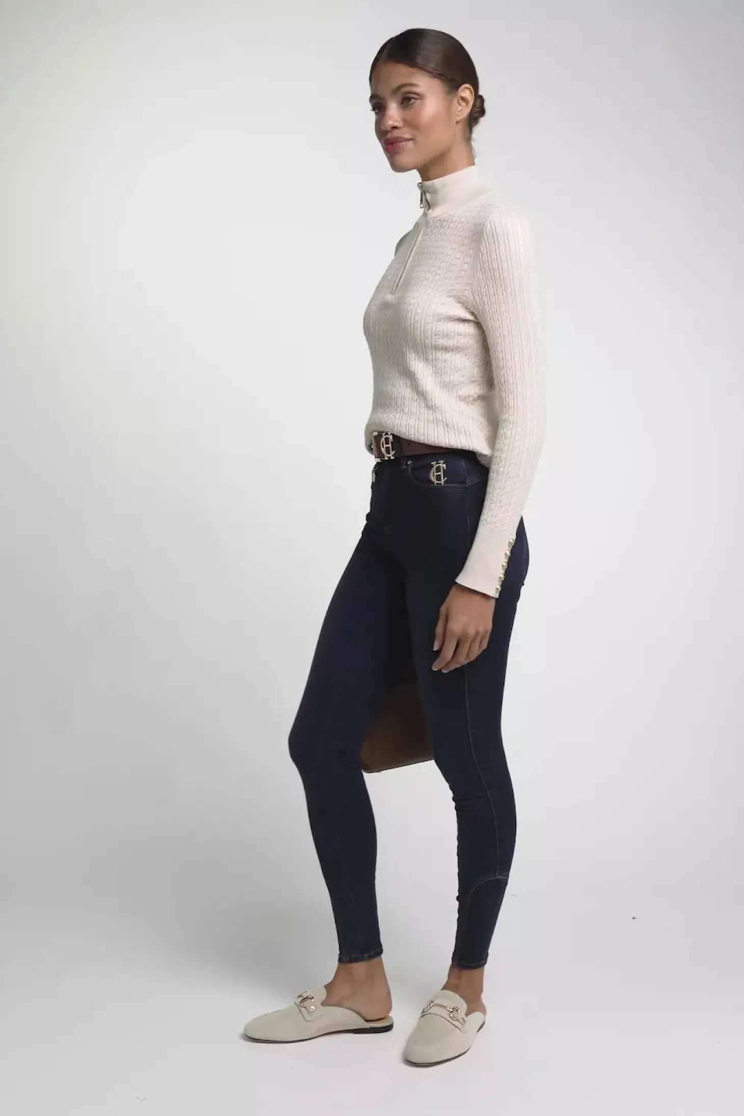 Ava Quarter Zip Knit (Almond)