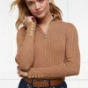 Ava Quarter Zip Knit (Dark Camel Marl)