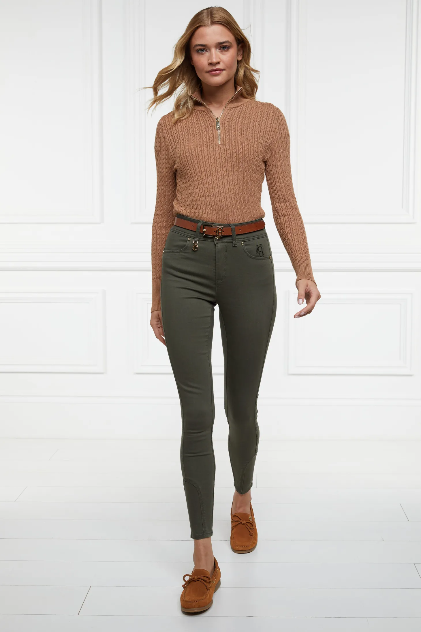 Ava Quarter Zip Knit (Dark Camel Marl)