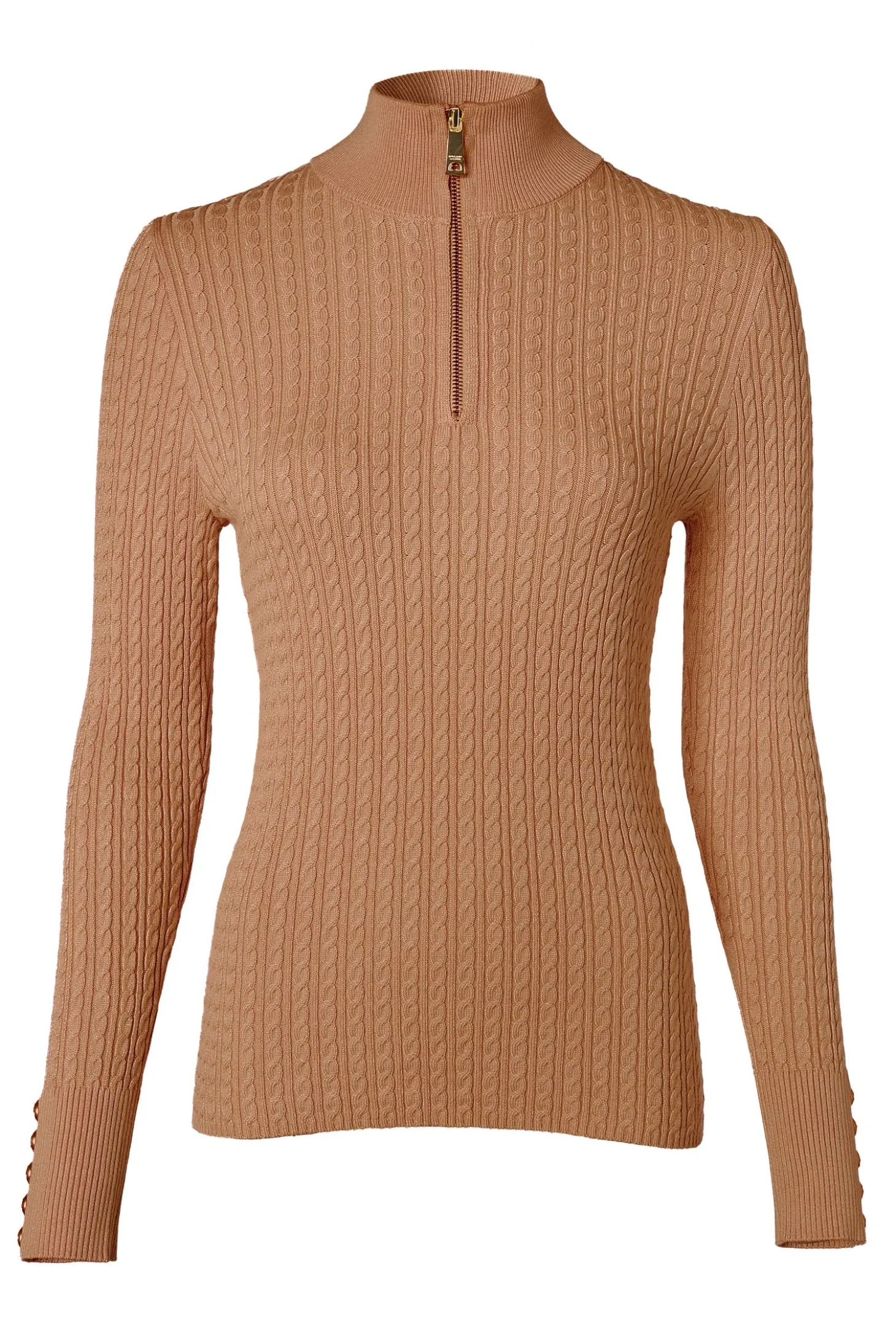 Ava Quarter Zip Knit (Dark Camel Marl)