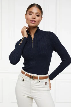 Ava Quarter Zip Knit (Ink Navy)