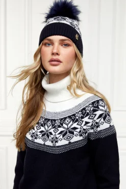 Beatrice Bobble Hat (Ink Navy Cream)