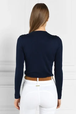 Buttoned Knit Crew Neck (Ink Navy)