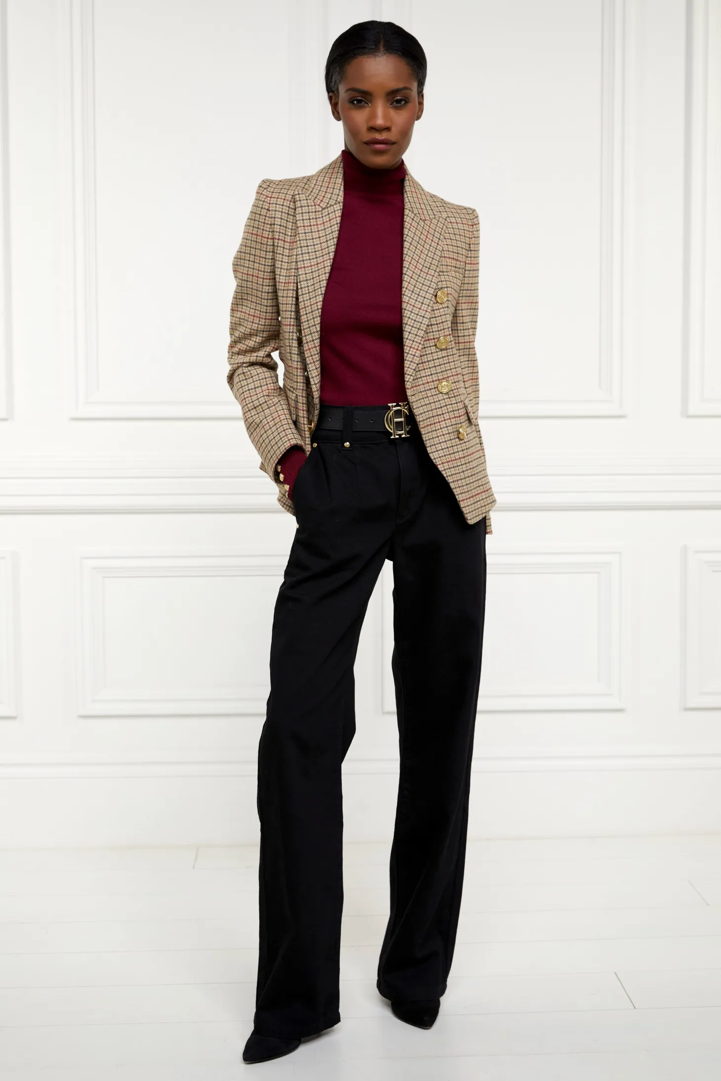 Buttoned Knit Roll Neck (Wine)