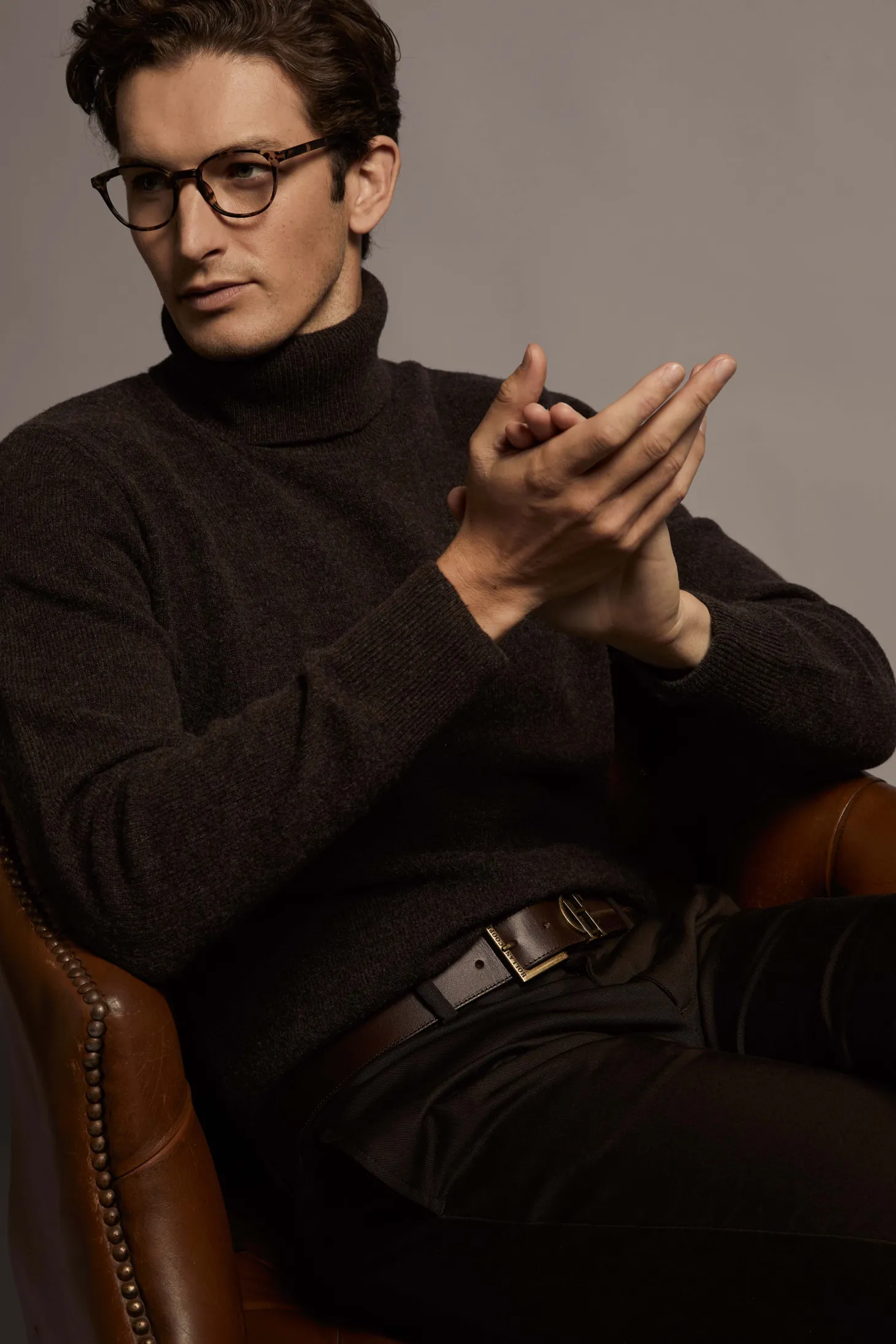 Byron Roll Neck Knit (Chocolate)