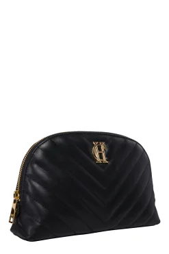 Chelsea Makeup Bag (Black Leather Quilt)