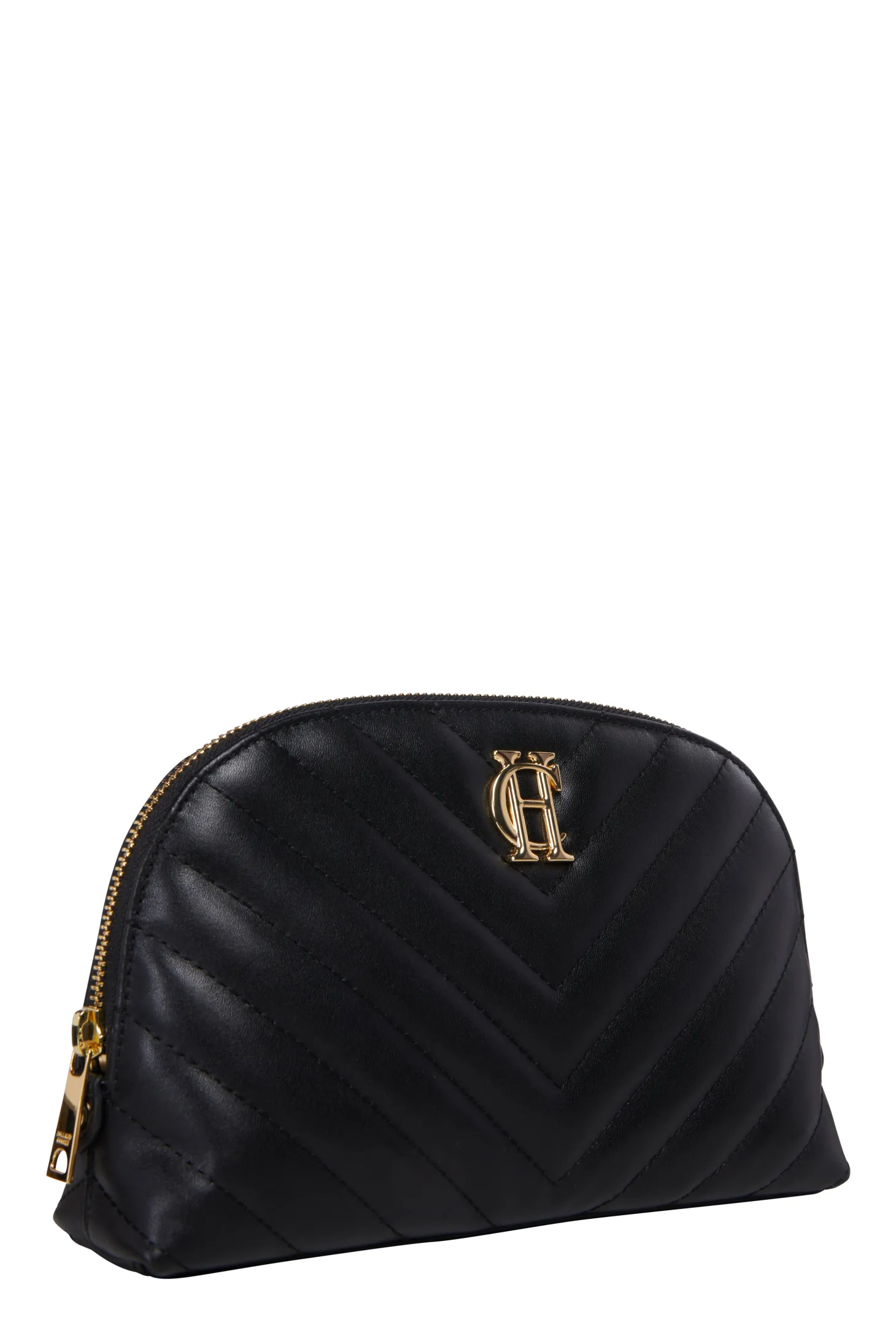 Chelsea Makeup Bag (Black Leather Quilt)