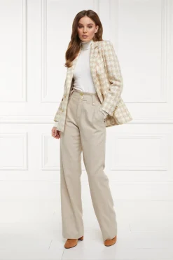 Double Breasted Blazer (Camel Houndstooth)