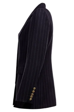 Double Breasted Blazer (Navy Chalk Pinstripe)