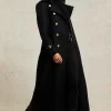 Full Length Marlborough Trench Coat (Black Pinstripe)