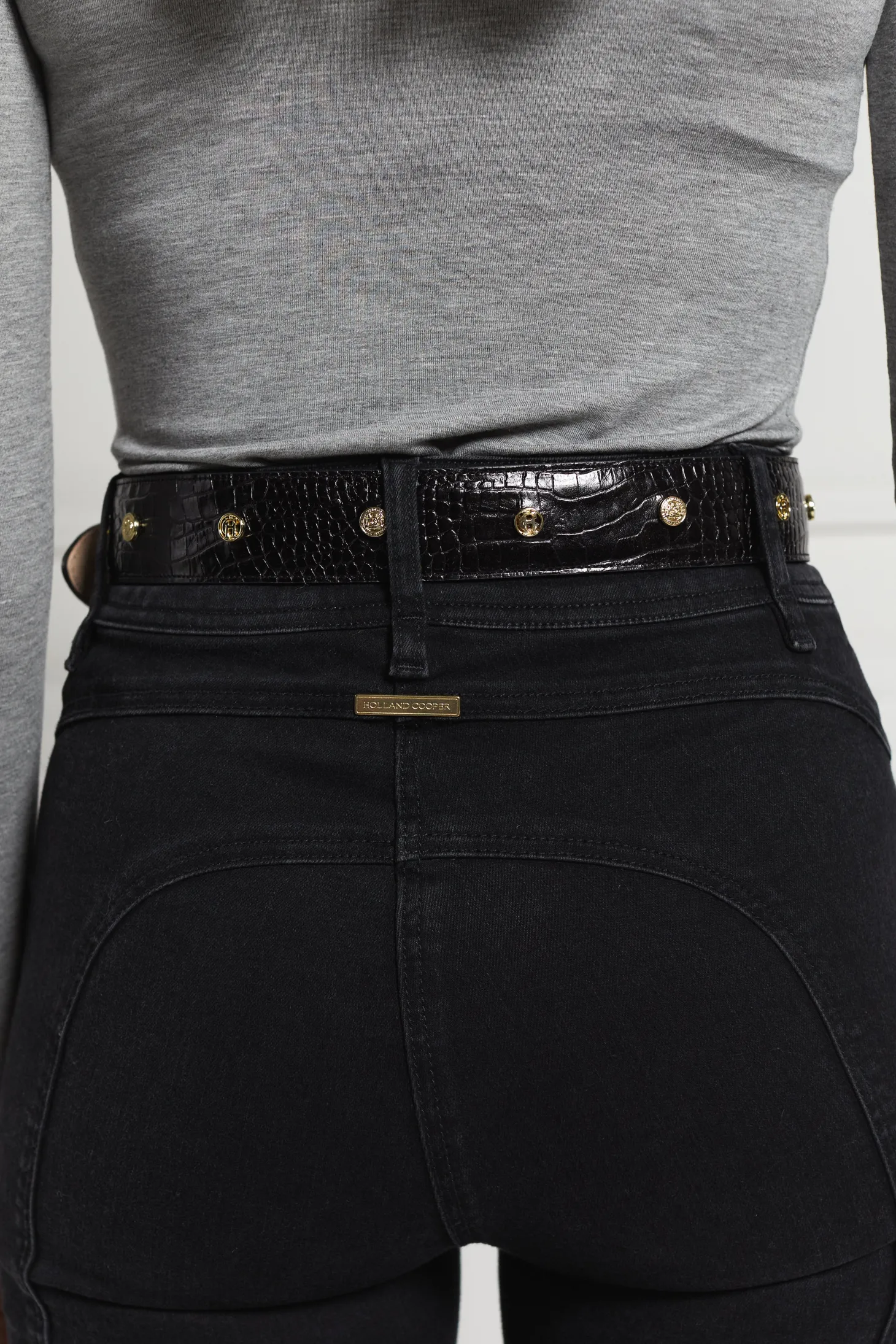 HC Stud Belt (Black Croc)
