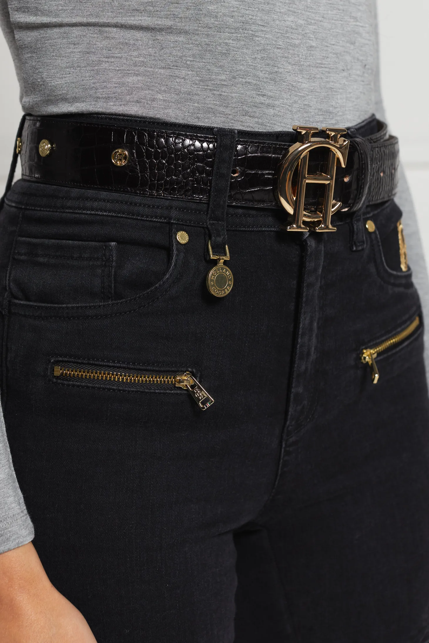 HC Stud Belt (Black Croc)