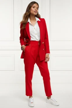 High Waisted Peg Trouser (Red Barathea)