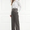 High Waisted Straight Trouser (Soft Grey Pinstripe)