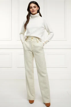 High Waisted Straight Trouser (Ivory Sparkle Tweed)