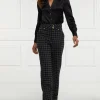 High Waisted Straight Trouser (Large Scale Charcoal Houndstooth)