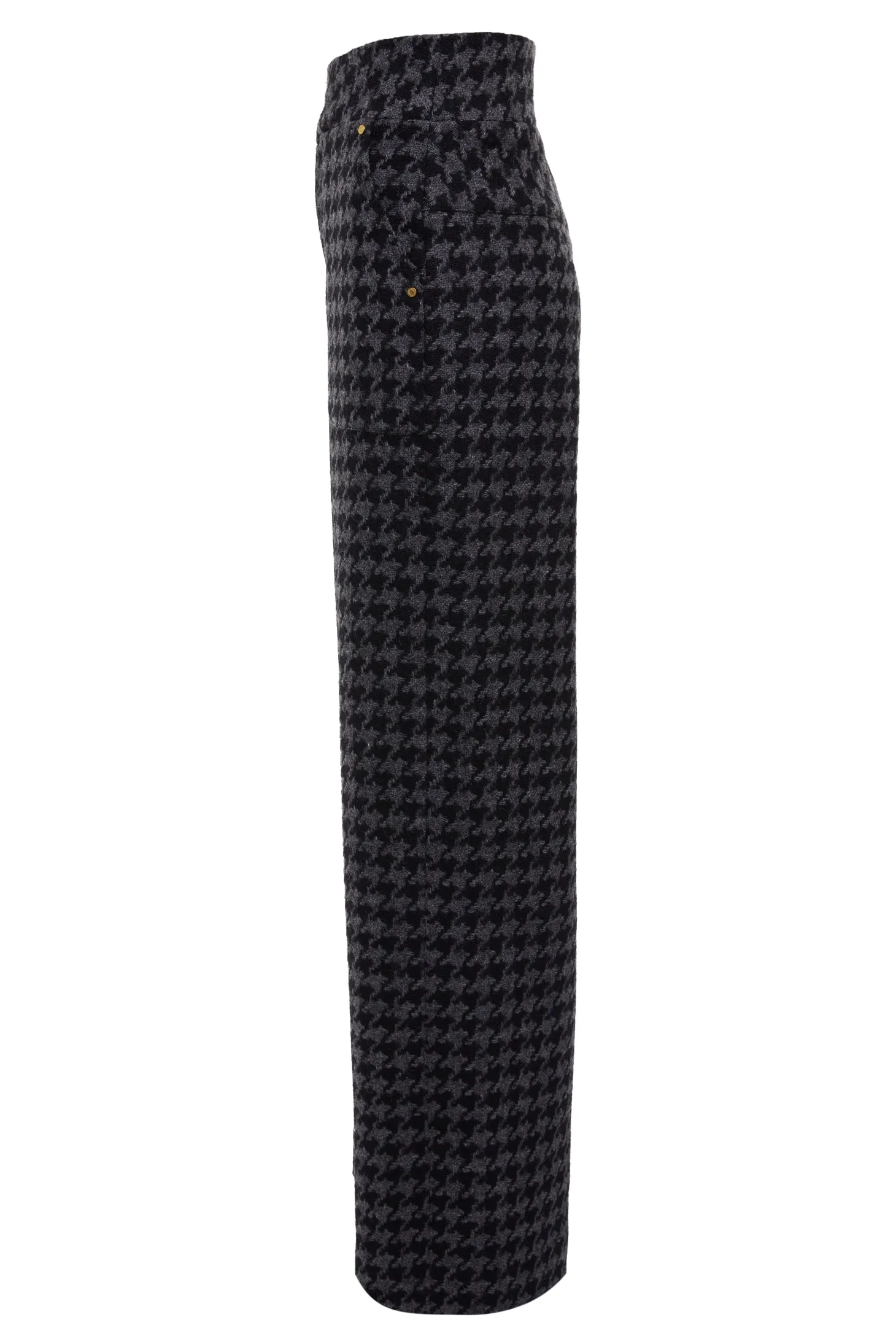 High Waisted Straight Trouser (Large Scale Charcoal Houndstooth)