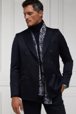 Men's Silk Scarf (Ink Navy Cream Paisley)