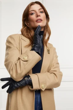 Monogram Leather Gloves (Ink Navy)