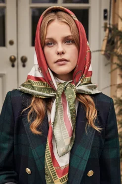 Regal Horse Silk Scarf (Racing Green Heritage Red)