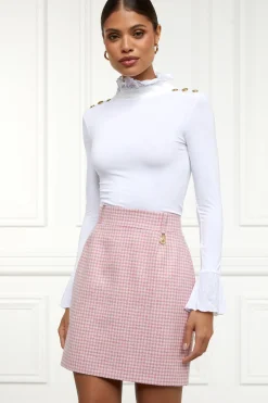 Regency Skirt (Light Pink Puppytooth)