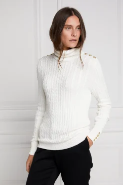 Seattle Roll Neck Cable Knit (Winter White)