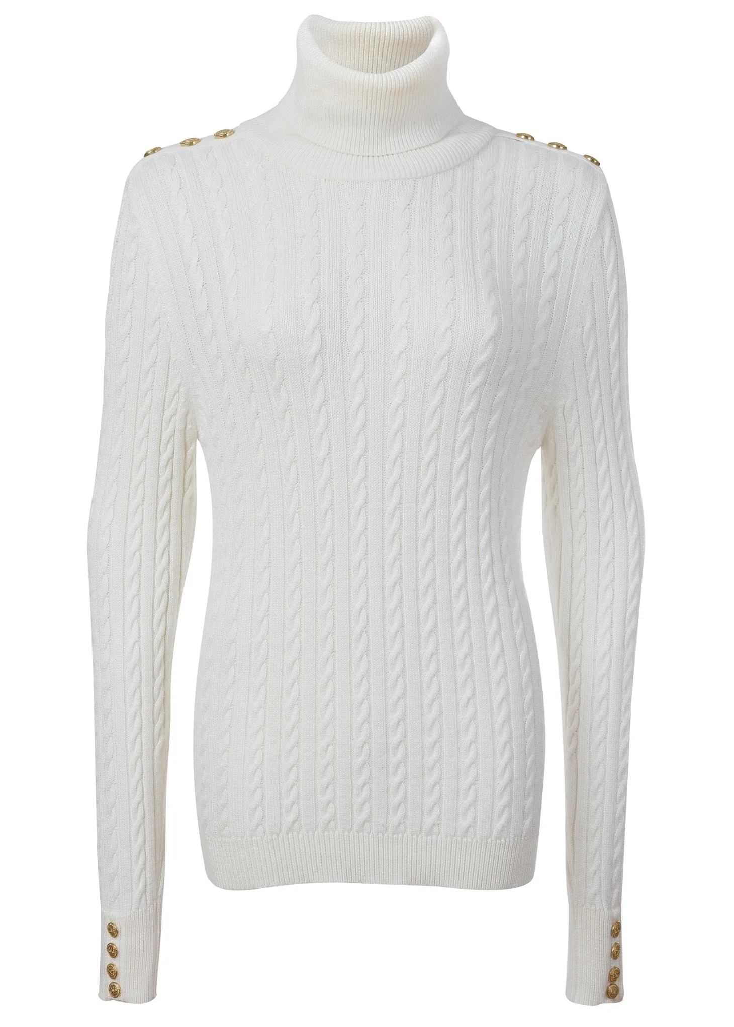 Seattle Roll Neck Cable Knit (Winter White)