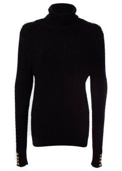 Seattle Roll Neck Cable Knit (Black)