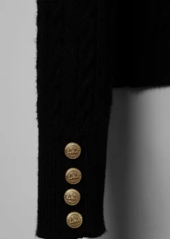 Seattle Roll Neck Cable Knit (Black)