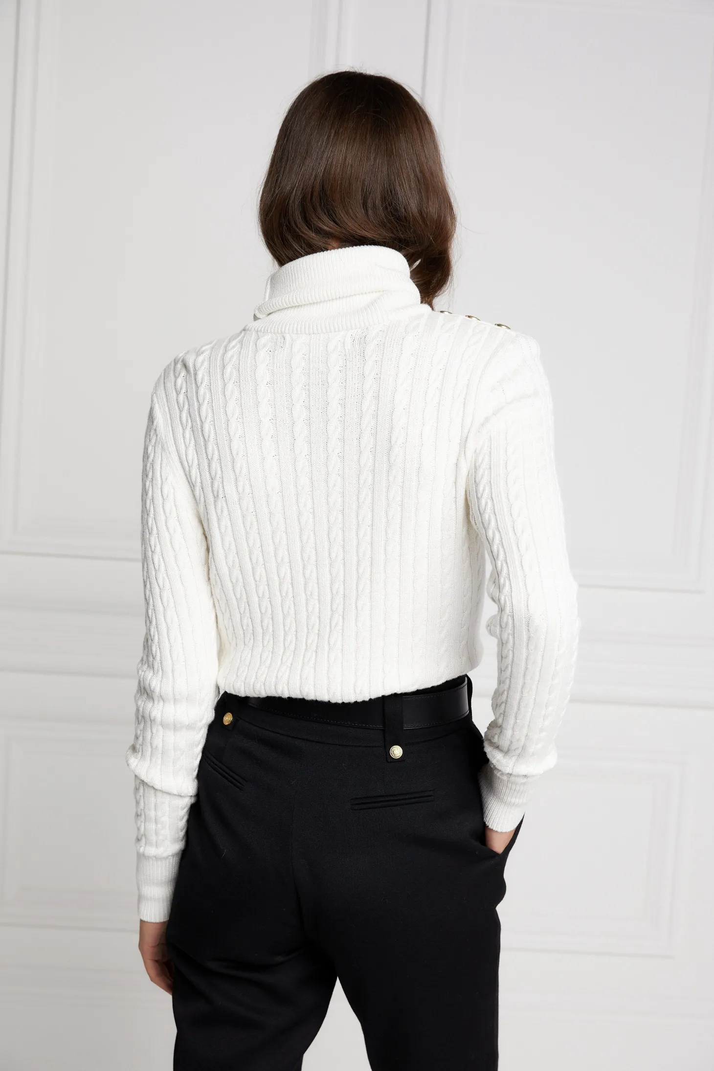 Seattle Roll Neck Cable Knit (Winter White)