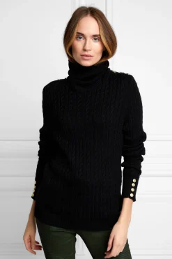 Seattle Roll Neck Cable Knit (Black)
