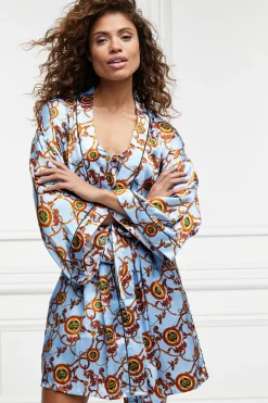 Silk Dressing Gown (Sky Blue)