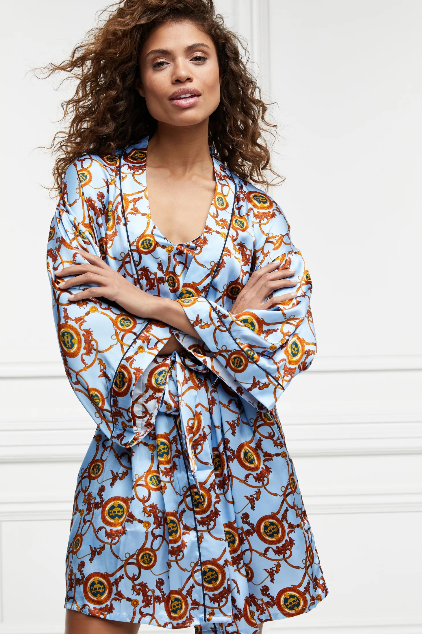 Silk Dressing Gown (Sky Blue)