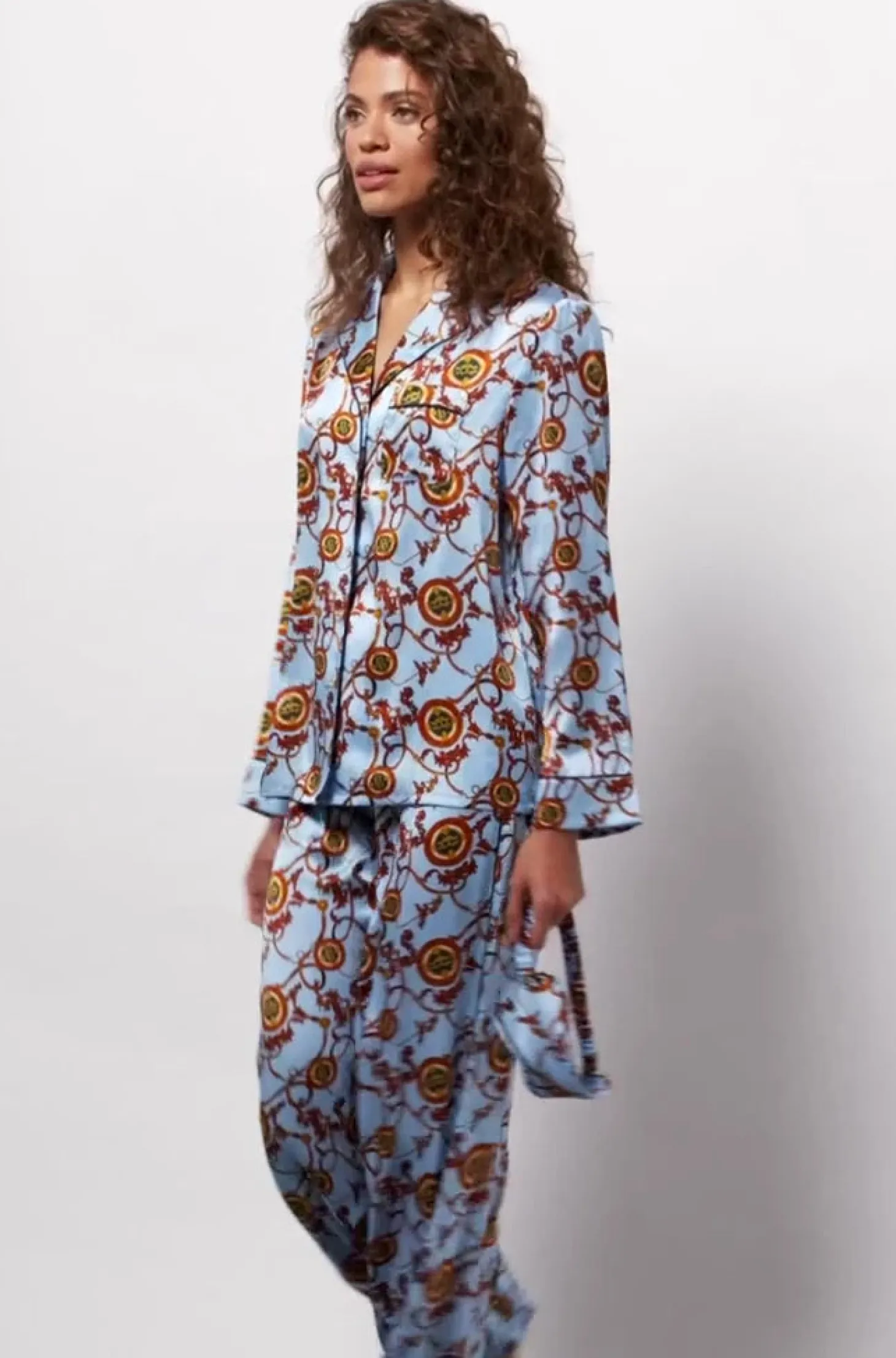 Silk Pyjama Shirt (Sky Blue)