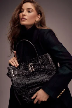 The Brompton Tote (Black Croc)