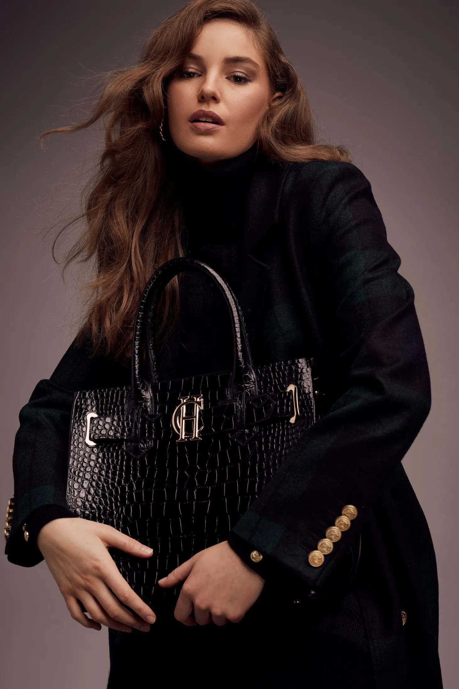 The Brompton Tote (Black Croc)