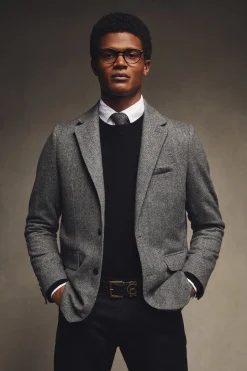 The Single Breasted Blazer (Mono Herringbone)