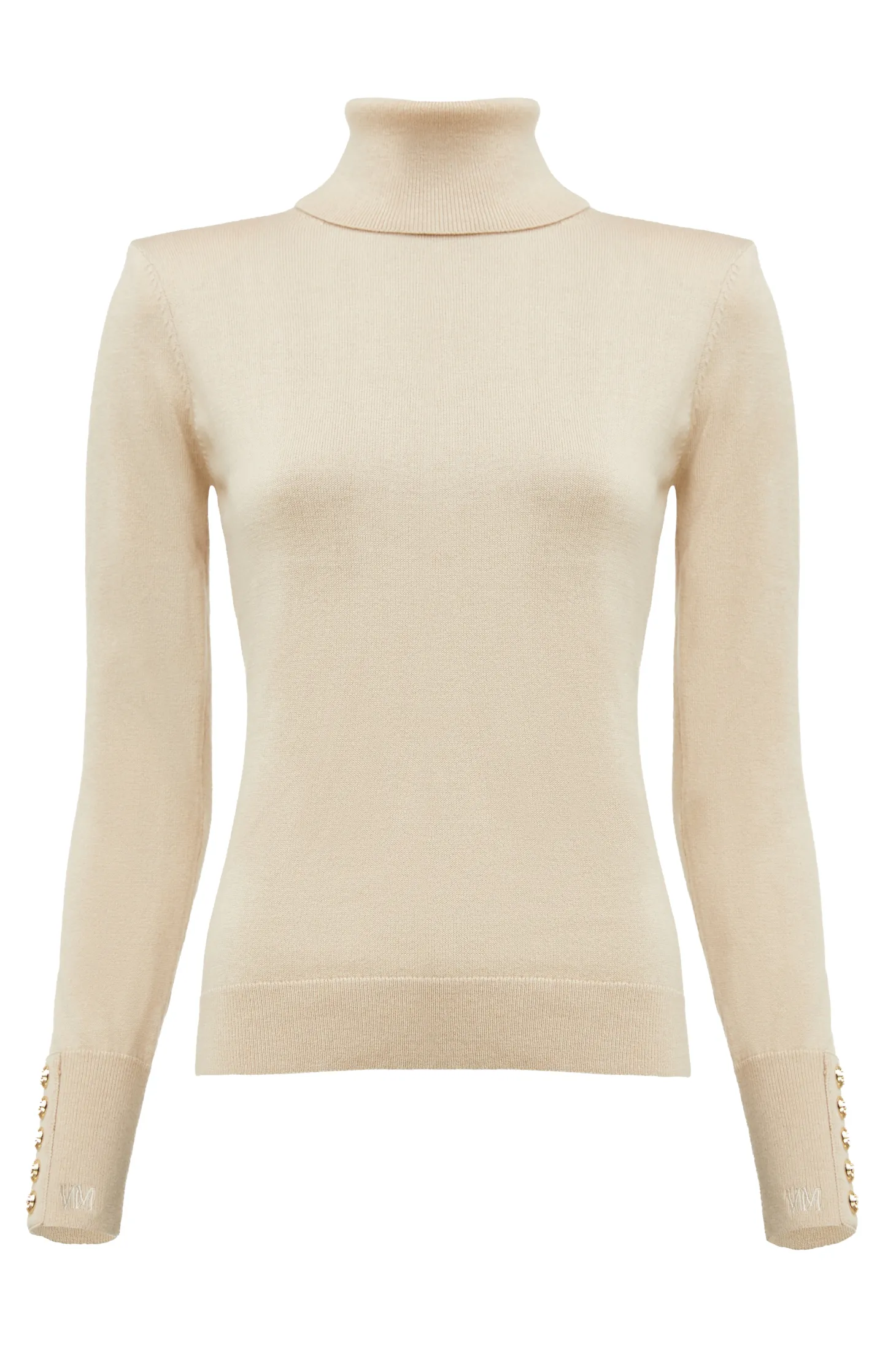 Victoria Cashmere Roll Neck (Stone)