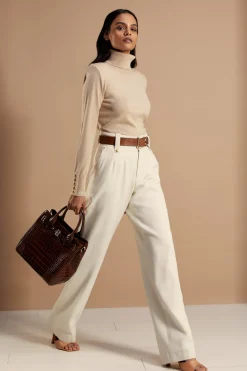 Victoria Cashmere Roll Neck (Stone)