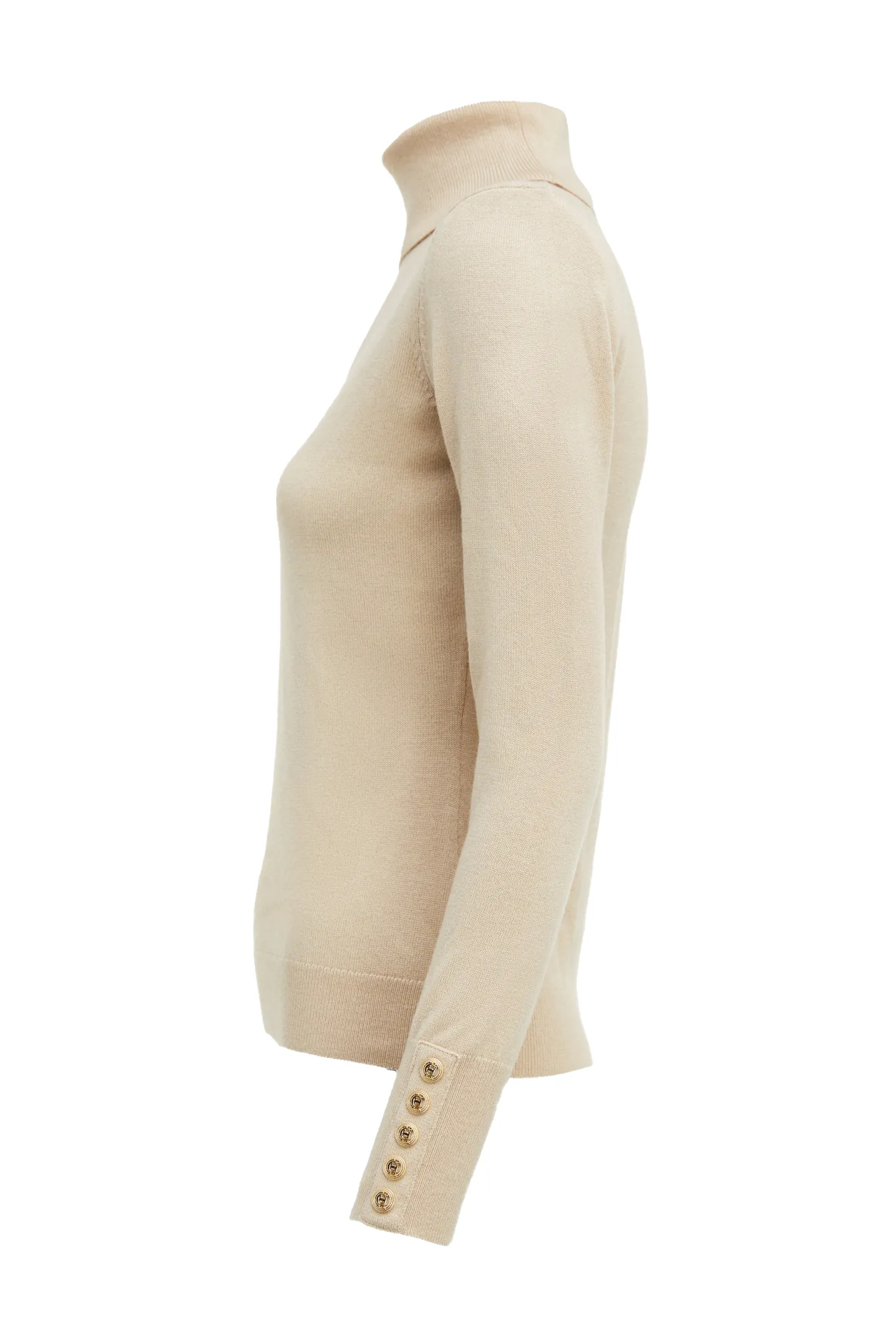 Victoria Cashmere Roll Neck (Stone)