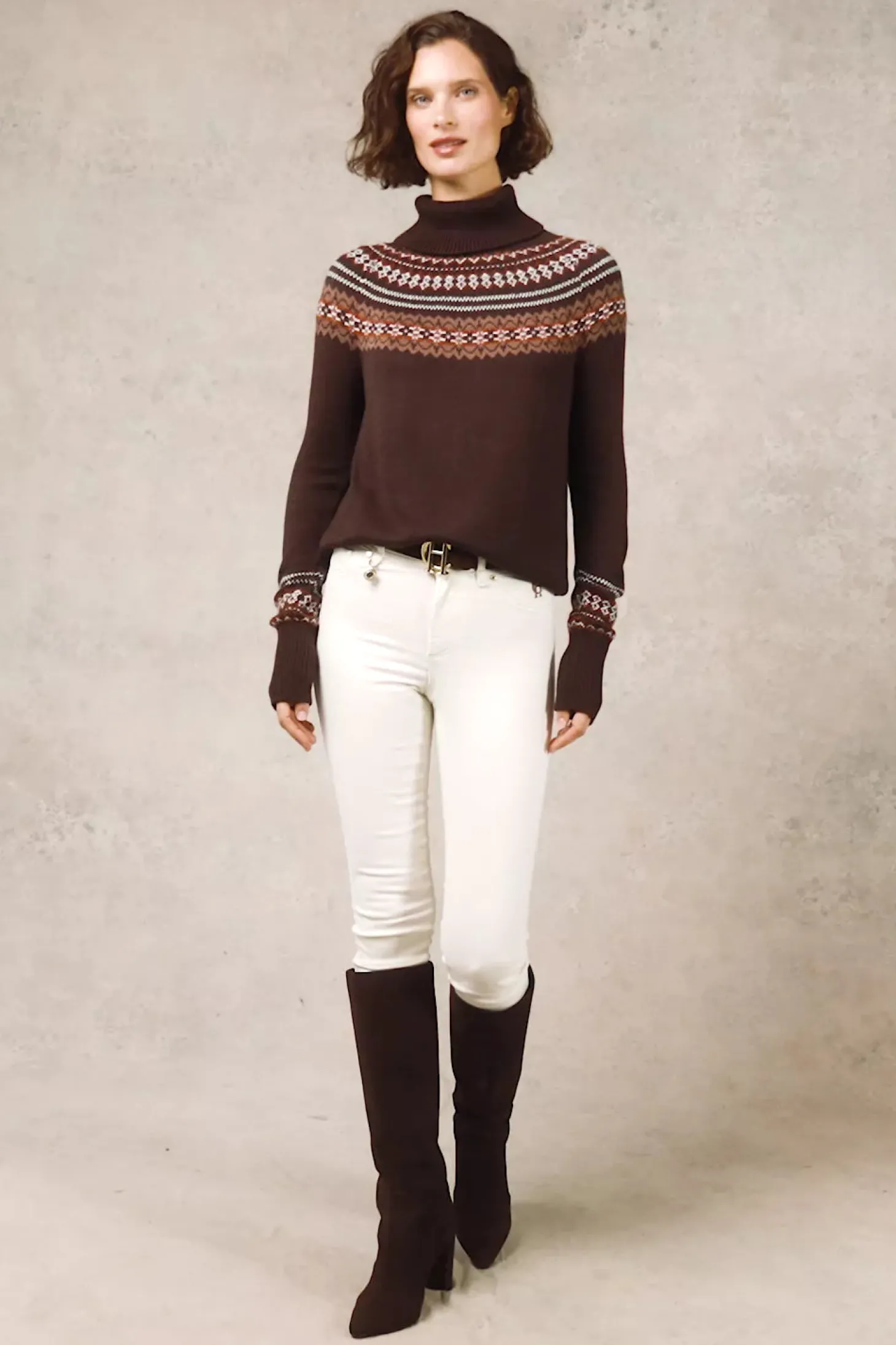 Whistler Roll Neck Knit (Chocolate)