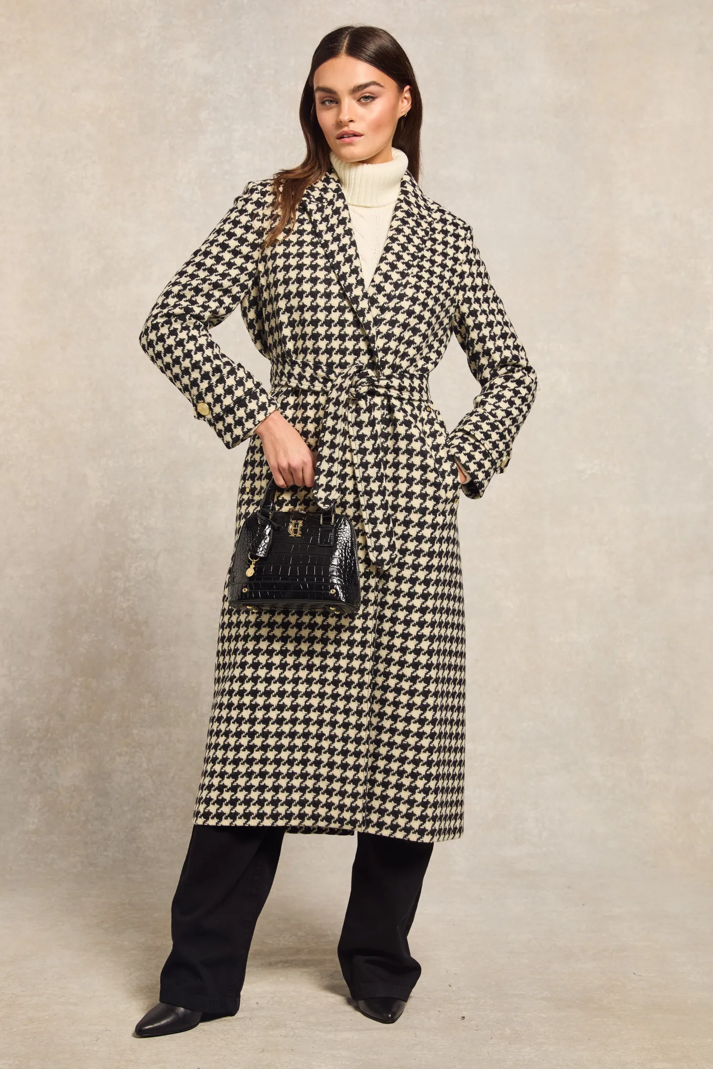 Wrap Coat (Large Scale Houndstooth)